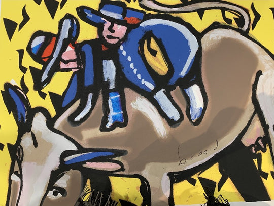 Cow Riding - Zeefdruk