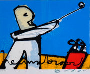 Magneet op canvas - Golfer Blauw